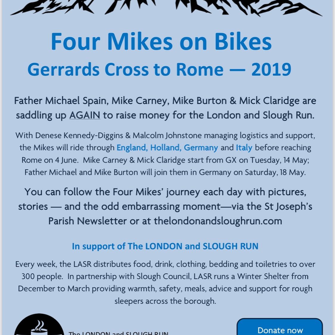 Four Mikes on Bikes LASR Fundraising Tour – GX to Rome 2019